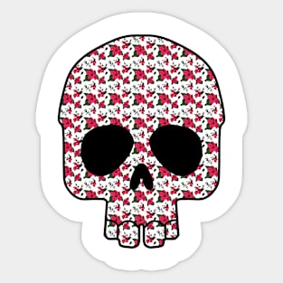 Red flower skull Sticker